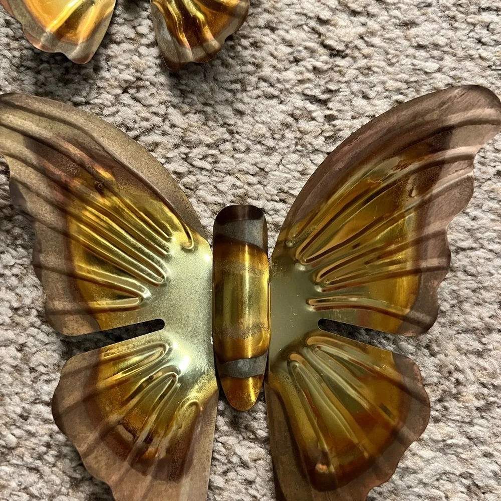 Vintage brass Butterfly Wall Decor Set